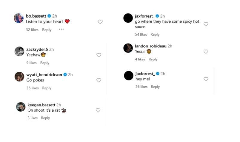 Melvin Miller's Instagram post featuring athletes' comments | Source: IG/melvinmiller_07
